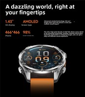 Montre connectée sportive de haute qualité à écran rond, moniteur de fréquence cardiaque, d'oxygène sanguin et de stress, montre connectée fitness pour hommes en plein air