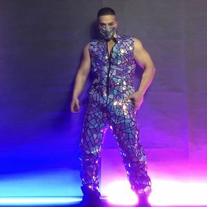Body de Lentejuelas de Espejo para <span class=keywords><strong>Hombre</strong></span> Bailarín en Escenario Traje para Discoteca Bar Atuendo <span class=keywords><strong>Rave</strong></span> Ropa para Actuación de Gogo Dance - Product Image 3