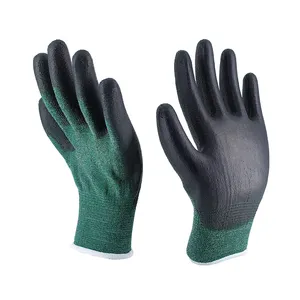 Buona qualità Cut-5 13G verde Hppe nero pelle di sicurezza guanti Anti taglio