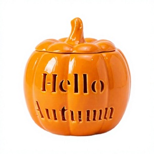 Bruciatore di Oli Essenziali in Ceramica a Forma di Zucca, Porta Incenso, Diffusore di Aromi per Tealight, Decorazione Casa per Halloween e Autunno - Product Image 1