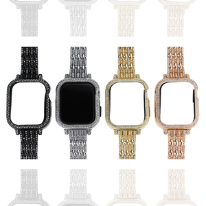 Bling ban nhạc kim loại đồ trang sức Rhinestone kim cương Vòng đeo tay Tương thích cho <span class=keywords><strong>Apple</strong></span> xem trường hợp 38/42mm loạt 3-8 <span class=keywords><strong>6</strong></span> SE cổ tay phụ kiện - Product Image 3