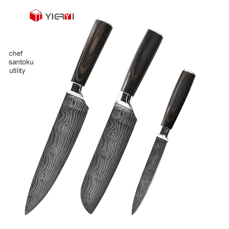 Ensemble de 3 couteaux marron