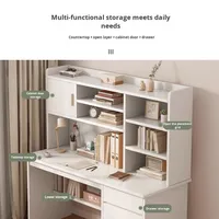 Bureau d'ordinateur en bois intégré pour la maison, pour les élèves du collège, pour la chambre à coucher, l'étude et l'écriture avec étagère et bibliothèque