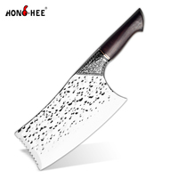 Ensemble de couteaux de cuisine multifonctionnels en acier inoxydable à haute teneur en carbone, à manche intégral, motif martelé, pour boucherie, désossage et découpe, pour chef