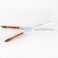 Fournisseur de pinceaux à ongles personnalisés avec logo, pinceau à ongles professionnel en acrylique avec manche en cristal Kolinsky