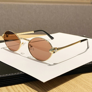 Metal <b>Round</b> Frame <b>Sunglasses</b> UV400 Men Fashion Sun Protection Adult Full Rim Style - Product Image 3
