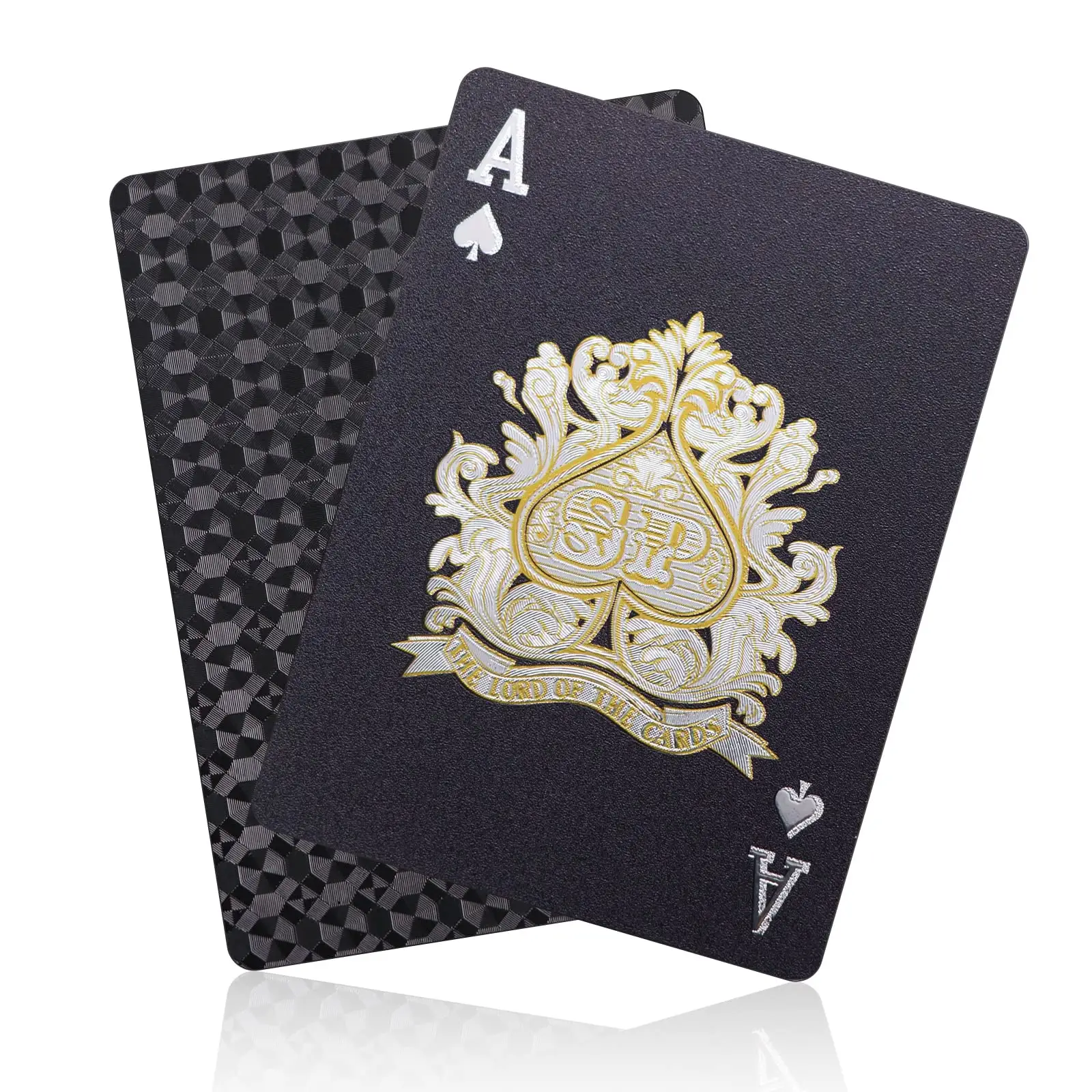 WJPC Black Diamond Premium PVC Material Elastic Waterproof Poker Deck de cartões em estoque Plástico Jogando Cartões