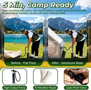Carpa Inflable Portátil Impermeable de PVC Oxford Grande para 2/4 Personas, Tres Estaciones, con Puerta Única y Espacio para Estufa - Product Image 6