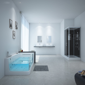 Bồn tắm <span class=keywords><strong>massage</strong></span> thủy lực thông minh tự đứng, chất liệu acrylic, có vách ngăn bên, kèm gối - Product Image 2