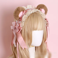 DREAM FASHION Accessoires de cheveux en peluche à pois avec nœud et oreilles, pour costumes de cosplay Lolita, Anime, Comic-Con et Tea Party