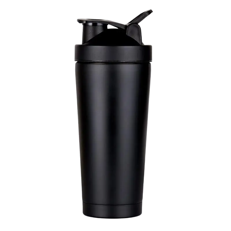 Custom Logo Black 18/8 Stainless Steel Thermo Fitness Workout Blend Ice Protein Shaker Bottle 750 Ml