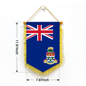 Banderín de Satén de 20x30CM de las Islas Caimán, Varios Países, con Borlas Amarillas en los Cuatro Lados - Product Image 2