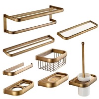 Ensemble de porte-serviettes de style européen en cuivre massif avec finition laiton antique, design à barre simple/double pour salle de bain d'hôtel