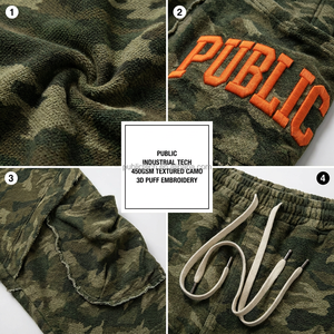 Pantalones Cortos Cargo de Camuflaje Personalizados de 450GSM para Hombre, Moda Hip-Hop, Bordado 3D, Borde Deshilachado, Cintura Elástica, Estilo Urbano, Multibolsillos - Product Image 2