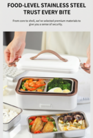 Boîte à lunch électrique sans eau personnalisée en usine, en acier inoxydable 304, simple ou double couche, chauffe-plat silencieux, boîte bento portable