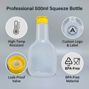 Bouteille souple <span class=keywords><strong>de</strong></span> cuisine polyvalente <span class=keywords><strong>de</strong></span> 280 ml et 500 ml avec bouchon à clapet sécurisé pour sauce huître et vinaigrette - Vente en gros - Product Image 4
