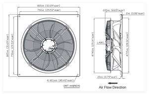 Ventilador Axial EC Delta GTWA63HBK21E-M001 230/400VAC 1100W 3.4A 1250RPM 8106CFM 850*850*222mm para Centros de Datos HVAC - Product Image 6