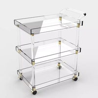 Chariot de rangement en acrylique pour cuisine et salon, étagère mobile avec poignée et roulettes verrouillables, chariot utilitaire roulant pour la maison