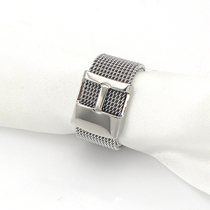 Stainless Steel Mesh Belt Buckle <strong>Rings</strong> for Men and Women <strong>Silver</strong> Wedding <strong>Bands</strong> 10mm - Product Image 2