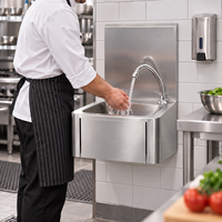 Évier commercial sans contact en acier inoxydable à commande au genou pour lavage des mains en milieu hospitalier, clinique et chirurgical, épaisseur 1,0 mm