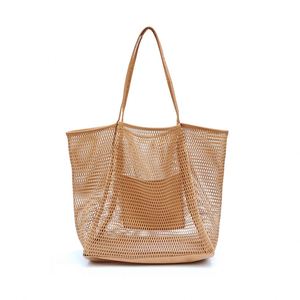 Bolso Tote de Malla de Gran Capacidad para Mujer, Versátil, de Lujo, para Playa, Pañales, Estilo Elegante - Product Image 1