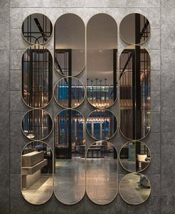 Parete decorativa soggiorno moderno corridoio specchio con cornice in lega di alluminio di lusso Set da 4 pezzi specchio combinato da appendere a parete 6
