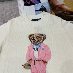 Maglione Invernale da <span class=keywords><strong>Donna</strong></span> in <span class=keywords><strong>Cotone</strong></span> Lavorato a <span class=keywords><strong>Maglia</strong></span> con Motivo Ricamato a Orso, Collo Tondo, Maniche Lunghe, Maglione Cartoon con Orso - Product Image 4