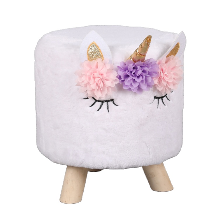 Индивидуальная домашняя мебель с 3D вышивкой, детский стул для ресторана, бархатный чехол, мягкий стул из искусственного меха, оттоманка для детей