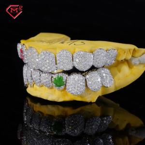Hiphop Dents Personnalisées Moissanite Argent <span class=keywords><strong>Grillz</strong></span> Émail 10 Top 10 Bottom Glacé Vvs Diamant Moissanite <span class=keywords><strong>Grillz</strong></span> - Product Image 3