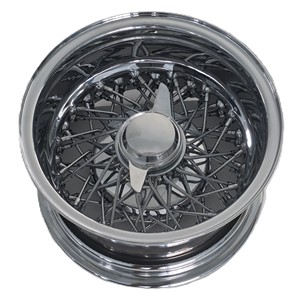 Nuevas llantas de alambre de acero plateadas de 13x7 pulgadas con <span class=keywords><strong>60</strong></span> radios, diseño estándar y offset inverso, con spinner de dos barras y adaptador - Product Image 1