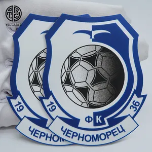 Label besi pabrik stiker Transfer panas silikon pemasok kaus olahraga Label pakaian klub sepak bola kustom
