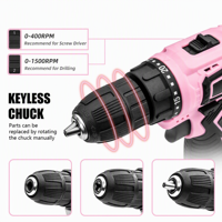 Perceuse sans fil 12V Lithium-Ion 2 vitesses, visseuse électrique pour réparation domestique et bricolage, outil électrique réversible