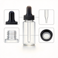 Bouchon côtelé noir 22/400 en aluminium-plastique avec pipette compte-gouttes à pointe plate conique anti-débordement et anti-poussière pour flacons d'huiles essentielles