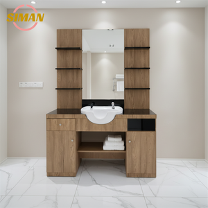 Siman Prix de gros Meuble de salle de bain avec étagère, <span class=keywords><strong>miroir</strong></span> et lavabo, avec rangement, et <span class=keywords><strong>miroir</strong></span> de coiffeur pour hôtel - Product Image 6