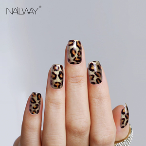 <span class=keywords><strong>Uñas</strong></span> Postizas Acrílicas con Diseño de <span class=keywords><strong>Leopardo</strong></span> Brillante, Cubierta Completa, Estilo Ojo de Gato Cuadrado Corto, para Dedos - Product Image 1