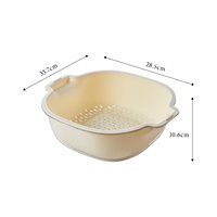 Dubbellaagse, voedselveilige plastic wasmand voor groenten & fruit met afwatering, handmatig keukenhulpmiddel