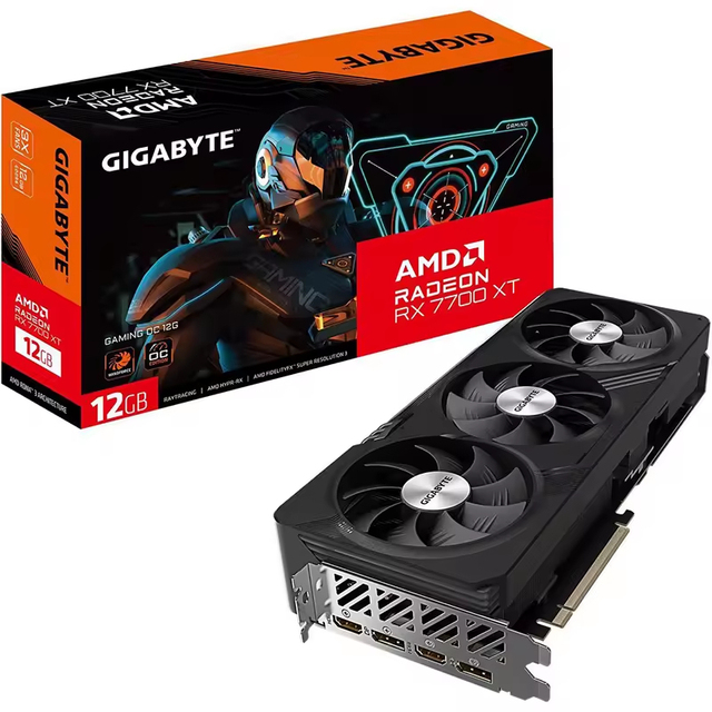GIGABYTE Radeon RX 7700 XT Gaming OC 12GB Graphics Card, 192-bit GDDR6 RAM, 3x Fan, Model GV-R77XTGAMING OC-12GD