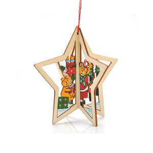 Vente chaude, pendentif <span class=keywords><strong>en</strong></span> <span class=keywords><strong>bois</strong></span> découpé au laser 2D 3D, ornement suspendu, <span class=keywords><strong>décoration</strong></span> d'<span class=keywords><strong>arbre</strong></span> de Noël - Product Image 4