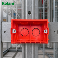 Caja de conexiones eléctricas Kolani de PVC rojo de 2x4 pulgadas, caja de montaje empotrado de doble grupo con insertos de tuerca metálica y orificios de varios tamaños