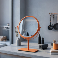Miroir cosmétique de bureau portable double face rond avec cadre en métal chromé et personnalisable
