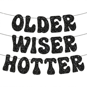 Alt, Weiser, Hübscher Glitzer-Papierbanner Lustiges Geburtstagsbanner für Frauen 30., 40., 50., 60., 70., 80. Geburtstagsfeier-Dekorationen - Product Image 3