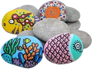 Galets naturels et pierres peintes - Matériaux d'artisanat pour enfants colorés, sélection faite à la main, écologiques, décoration de jardin en plein air - Product Image 5