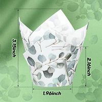 200 mini-cloches à cupcakes vertes en forme de tulipe, en papier eucalyptus, pour pâtisserie, idéales pour les cupcakes de baby shower, avec finition brillante, utilisables avec du sucre