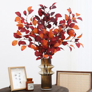 Fusto artificiale foglia d'autunno Fagus Sylvatica Folige arancio ramo steli lunghi foglie d'autunno per la composizione floreale decorazioni autunnali - Product Image 2