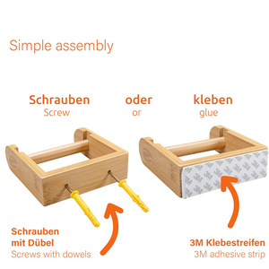 ที่ใส่กระดาษชำระไม้ไผ่ 14x14x4 ซม. แบบสี่เหลี่ยมผืนผ้า ติดกาว ดีไซน์มินิมอล - Product Image 4