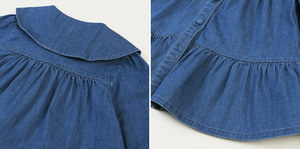 <strong>Hello</strong> <strong>Kitty</strong> Embroidered Baby Girl Denim <strong>Dress</strong> Long Sleeve Peter Pan Collar Tiered Casual <strong>Dress</strong> for Toddler Girls - Product Image 5
