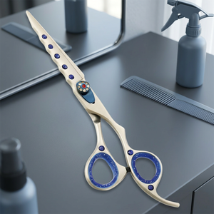ASAP 6-Inch Stainless Steel Right-Handed Long Handle Hair Scissors with Fashionable Design for Barber Use and Hair Styling Tools - Product Image 2