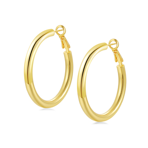 Alla moda 50MM grandi gioielli di moda da donna placcati in oro grossi orecchini a cerchio in ottone per la festa simbolo religioso cristiano - Product Image 1
