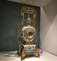 Horloge de table en laiton de haute qualité de style européen ornement en porcelaine bleu et blanc peint à la main décoration de la maison accessoires de maison