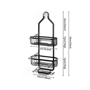 Treo Tường Xách Tay Sắt Phòng Tắm Kệ Vòi Hoa Sen Caddy Đen Bạc Kệ Tổ Chức Cho Phòng Tắm - Product Image 4